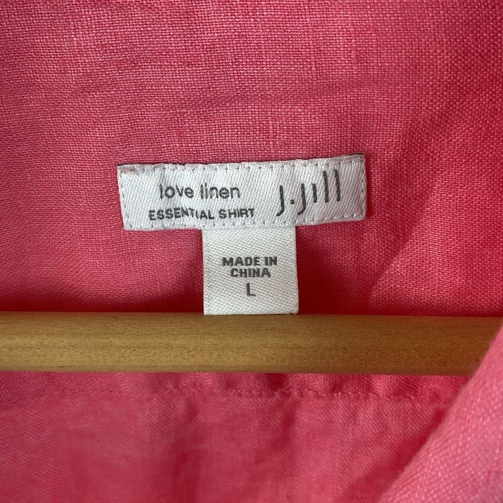 J Jill 100% Linen Pink Essential Long Sleeve Button Front Blouse Top L - Picture 4 of 5